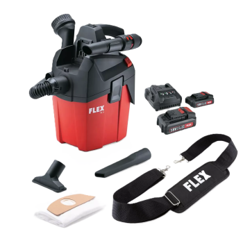 FLEX VC 6 L MC 18.0 Akku Kompaktsauger inkl. P-Set 22 Q Akku & Schnellladerät, 12-teilig
