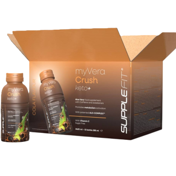 Myvera Crush Keto+ Nahrungsergänzungsmittel mit Koffein und Süssungsmitteln in Einzelflaschen à 285 ml (12er Pack) I Inhalt: 3420 ML