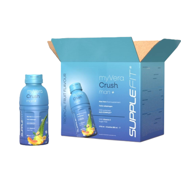 Myvera Crush Man+ Nahrungsergänzungsmittel in Einzelflaschen à 285 ml (6er Pack) I Inhalt: 1710 ML